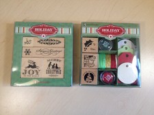  2 Inkadinkado Holiday Wood Mounted Rubber Stamp set  Holiday Gift Tag set NEW