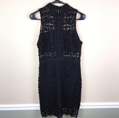 Astr the Label Womens Crochet Mesh Inset Cocktail Dress Black