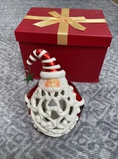 Christmas Light Up Santa Large Tabletop Christmas Ornament Glossy Ceramic 8”