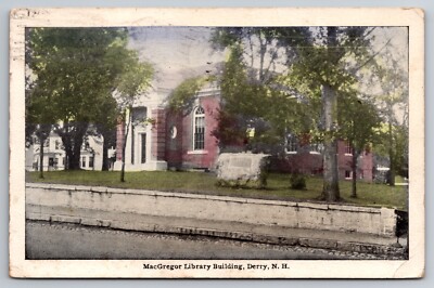 MacGregor Library Building Derry New Hampshire NH c1920 Postcard