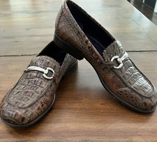 donald j pliner Women’s 9M Brown Alligator Embossed Leather Loafers