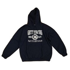 Gettysburg PA Tourist Souvenir Sweatshirt Navy Blue Hoodie Mens Large Civil War