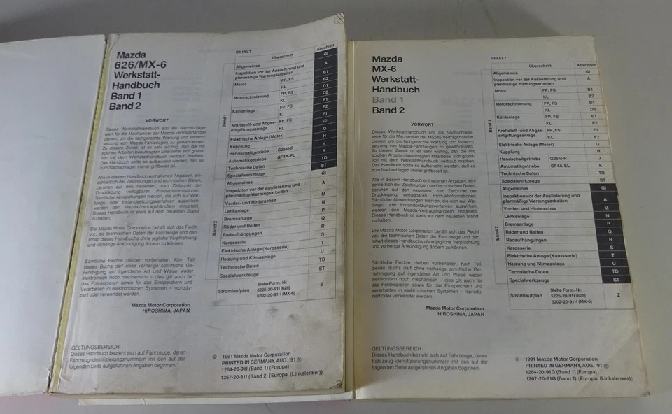 Manual De Taller Conjunto Mazda 626 / MX-6 Tipo MS6 / GE Año 1991-1996 - Imagen 2 de 4