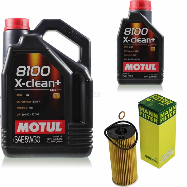 Mann-Filter Inspektionspaket 6L Motul 8100 X-Clean+ 5W-30 FüR BMW X3 Xdrive20D-image
