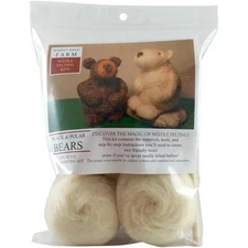 Romney Ridge Farm Black & Polar Bears Needle Felting Kit Wool Roving - NEW