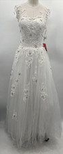 JJ's House Womens Sleeveless Lace Embroidered White Wedding Dress Sz 4 FX126845