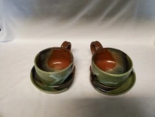 Mudworks Pottery Usa Oversized Tea Mug Soup Bowl with Spoon Rest Set of 2