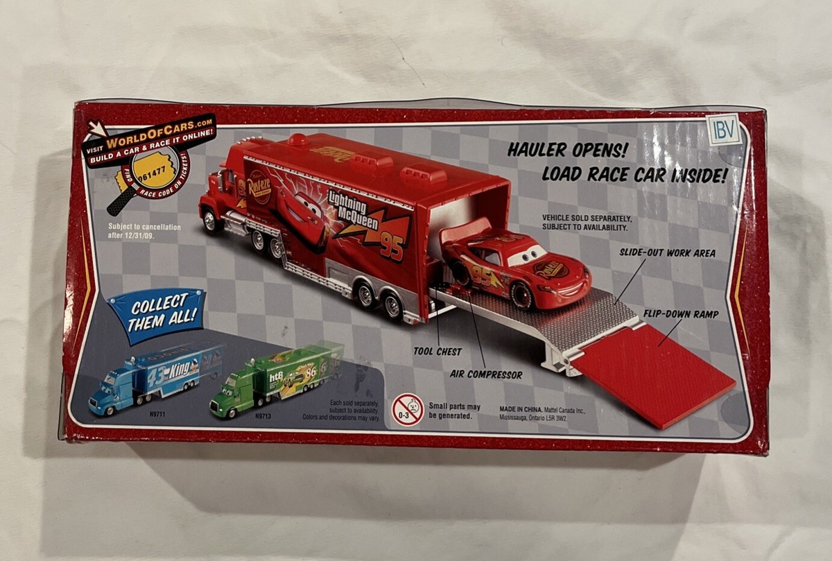 Disney Pixar Mack Truck N9709 Lighting MC Queen Race Car Hauler