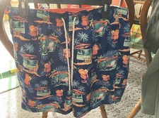 Boca Classics Mens Tropical Captiva Beach Leaf Print Swim Trunks Size Med