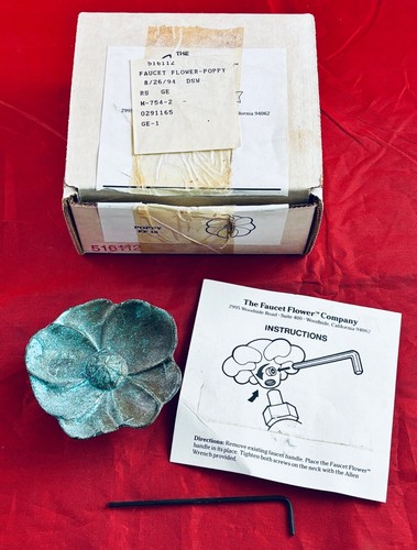 NIB VTG BRONZE POPPY FLOWER GARDEN FAUCET HANDLE ONLY W/PATINA HAND CRAFTED USA