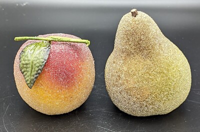 Beaded Sugared Artificial Fruit Pear and Peach