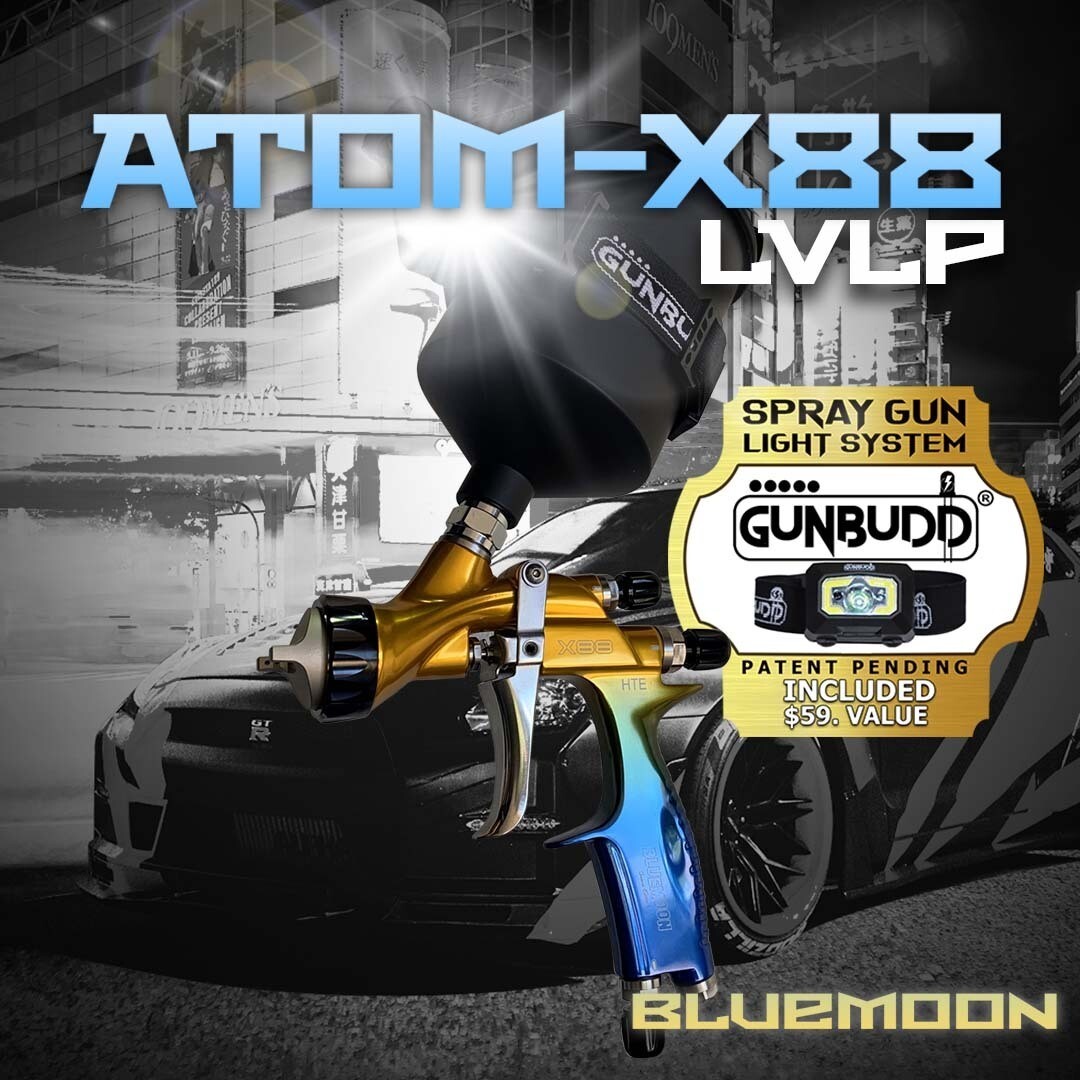 ATOM X88 Bluemoon LVLP-MP Spray Gun | Gravity Feed | 1.3/1.4mm Tips |Solvent USA