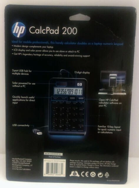 Hp CalcPad 200 Office Desk Calculator Tabletop Dual Solar/Power USB *NEW IN BOX* - Image 4 of 4
