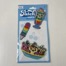 Ooly Patch'em Embroidered Iron On Patches Beary Sweet Ice Cream Set of 3