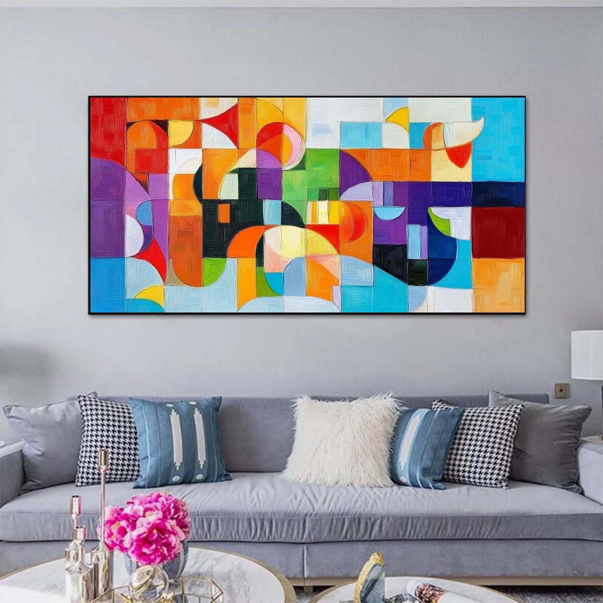 Moshinart Hand-Painted Oil Painting - 24x36" Gold Firework Abstract Wall Art With 3D Texture - View #8