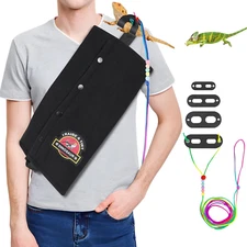 Bearded Dragon Sling Carrier with Leash & Harness Set, Small Pet Adjustable Harn