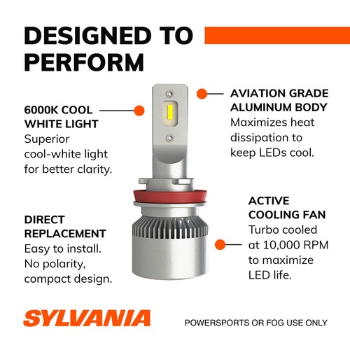 Sylvania H11 LED Powersport Headlight Bulbs for Off-Road Use / Fog Lights - 2 PC - Picture 7 of 9