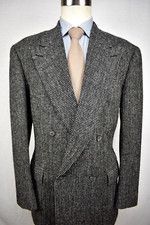 1976-1994 Mark Shale Charcoal Gray Wool Double Breasted Sport Coat Size: 41L