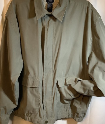 IZOD Mens All Weather Jacket, Khaki Color, Size Large, Pockets, Zip And Snap - Picture 3 of 9