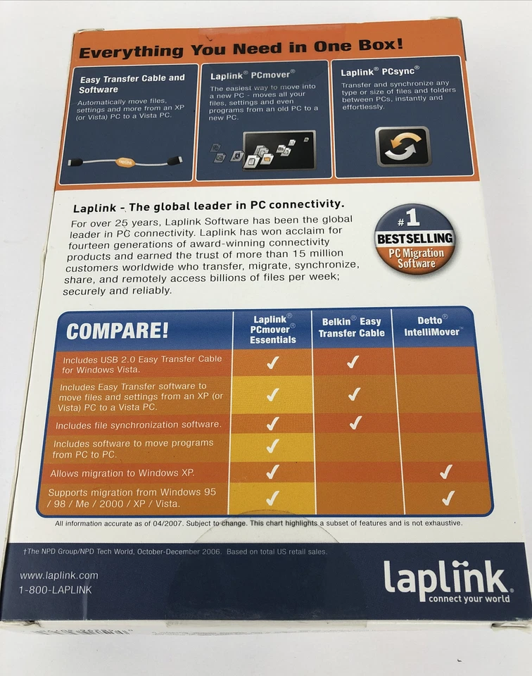 Laplink PC Mover Essentials ( CD , Transfer Cable , Quick Start Guide ) PCmover - Image 3 of 4