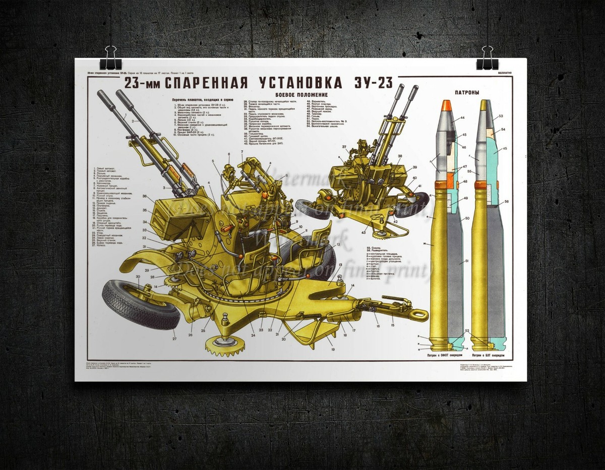 Soviet Russian Military Weapon Poster Print ZU-23 Light Anti