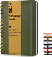 Lined Spiral Journal Notebook, A5 Hardcover Spiral Journals for Women Men, 150 N