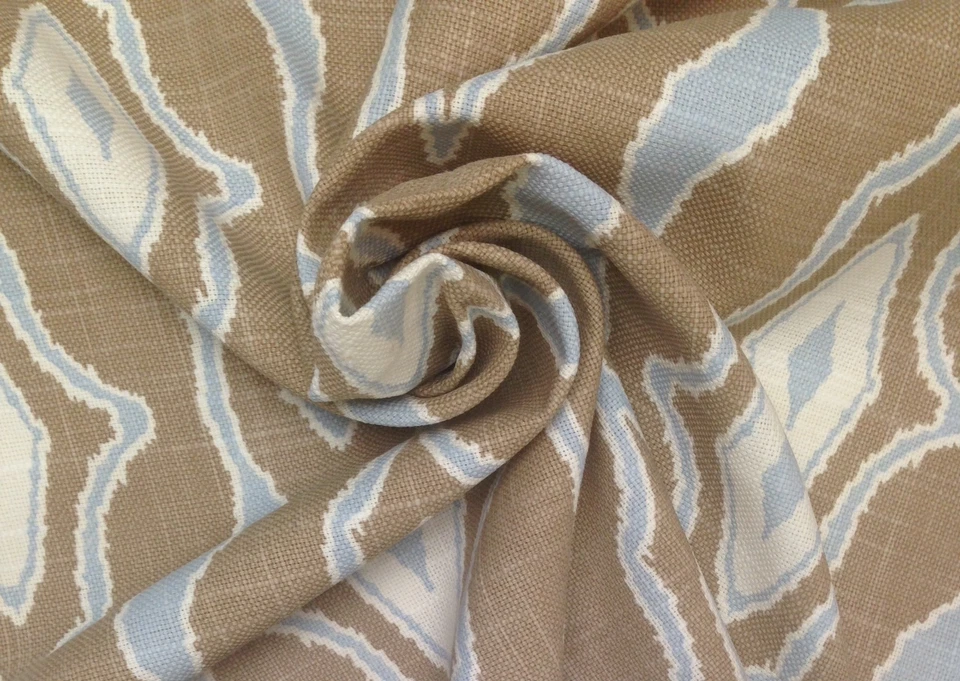 MAGNOLIA HOME MAX ARENA AZUL ANIMAL IKAT TEMA TEJIDO DE CESTA TELA DE LINO POR YARDA Foto 4 de 4