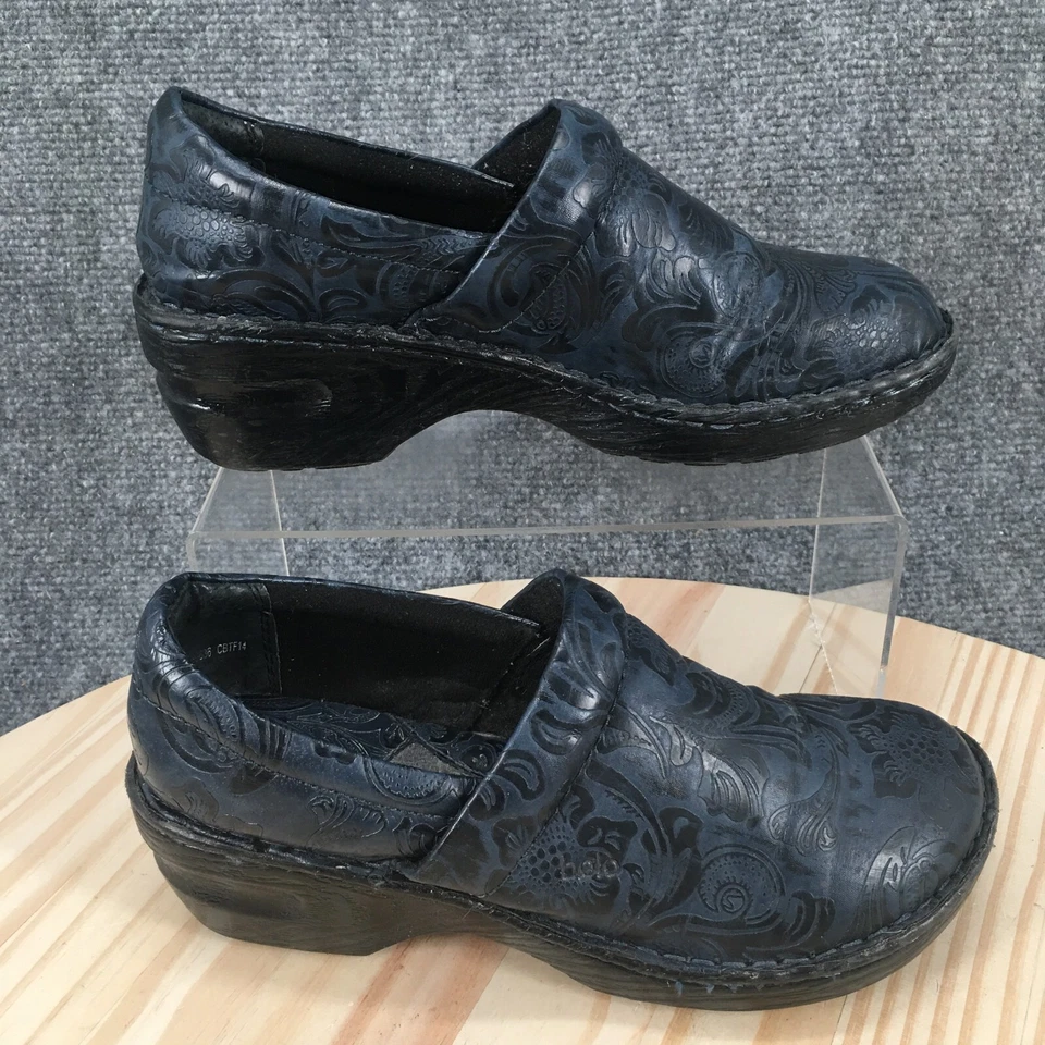 Sapatos Bolo Feminino 8 M Profissional Tamancos Salto Conforto Cinza Azul Slip On Parte Superior Baixa - Imagem 2 de 4