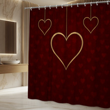 Gold Heart Red Shower Curtain for Valentine's Day