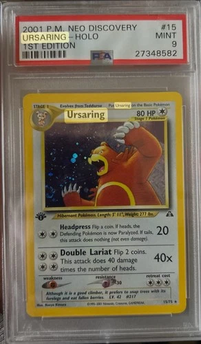 2001 POKEMON NEO DISCOVERY 1ST EDITION HOLO #15 URSARING PSA 9