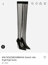 Dolce&Gabbana Kim Stretch Tulle Thigh High Boots Women's Size 7 NEW!