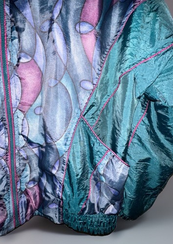 Vintage 80er 90er Westport Trainingsanzug Nylon Hip Hop Jogger türkis lila Throwback - Gr. L - Bild 10 von 23