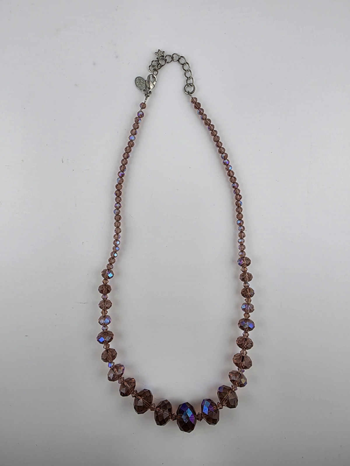 Kirks Folly Vintage Pink-Purple Aurora Borealis Faceted Crystal Bead Necklace