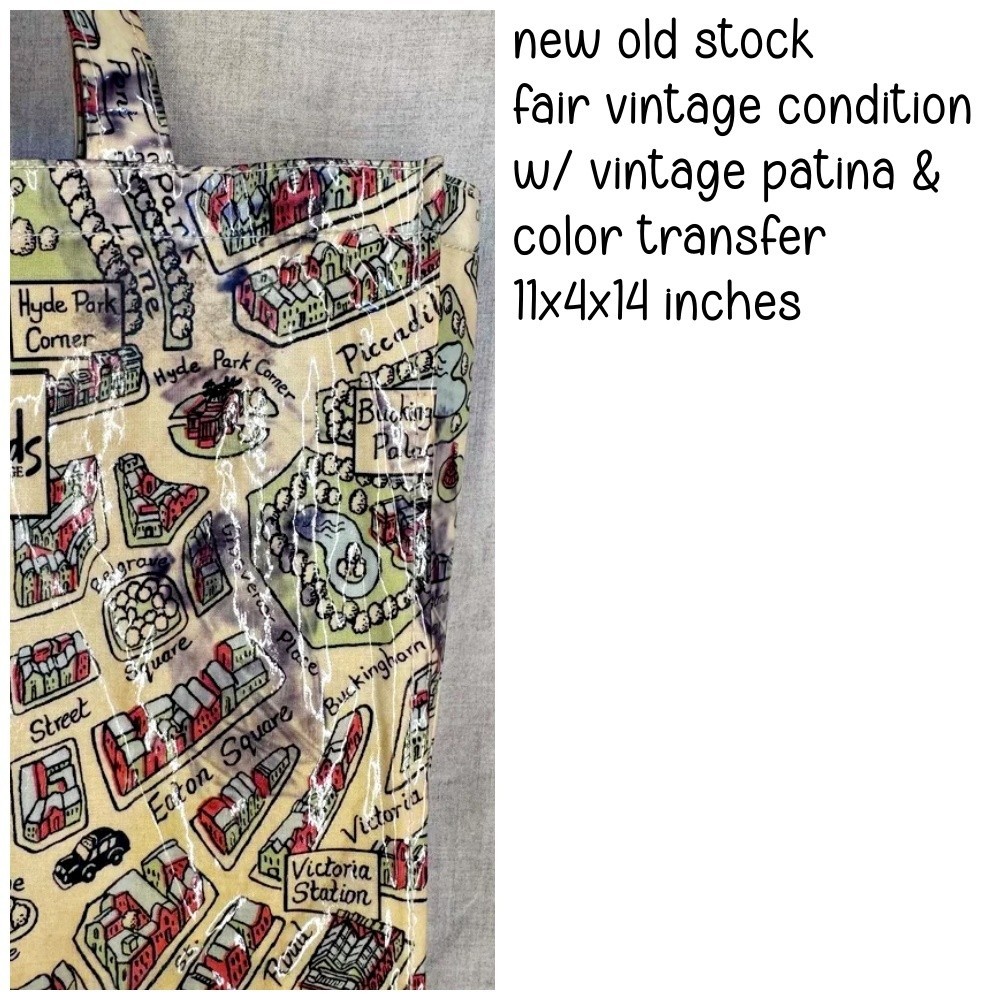 Harrods Knightsbridge London Map Tote Bag | vintage PVC medium shopper View 2