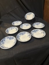 grindley flow blue England Set 8 Berry Bowls 5 In