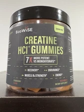EcoWise Creatine HCL Gummies 750mg – Vegan, Sugar-Free, Strawberry, 90 Ct
