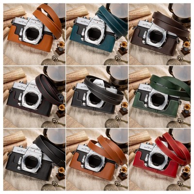 For Minolta srT101 Handmade Leather Half Camera Case Bag Cover Shoulder Strap