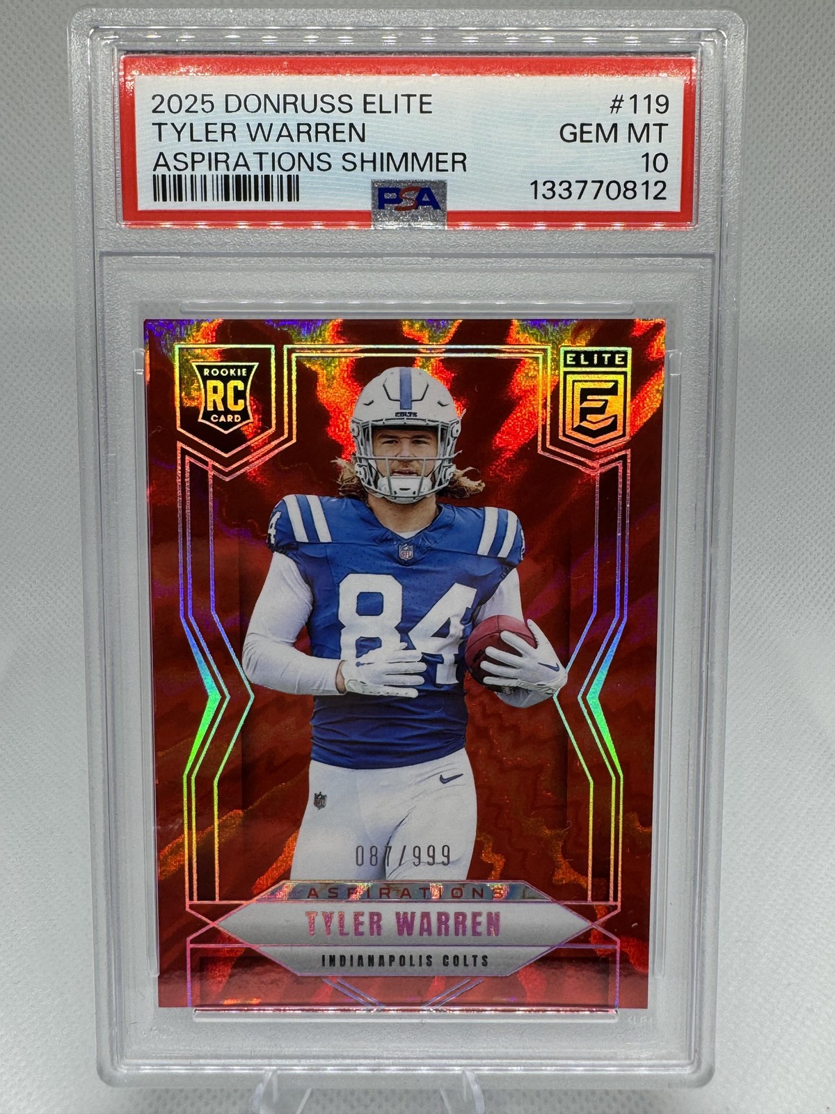 Tyler Warren Panini Donruss Elite #119 Aspirations Shimmer