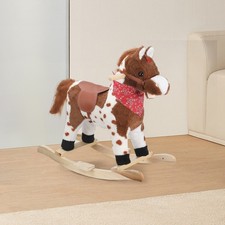 Baby Rocking Horse Wooden Plush Children Ride On Toy for Aged 1–3 Seat Xmas Zzfy