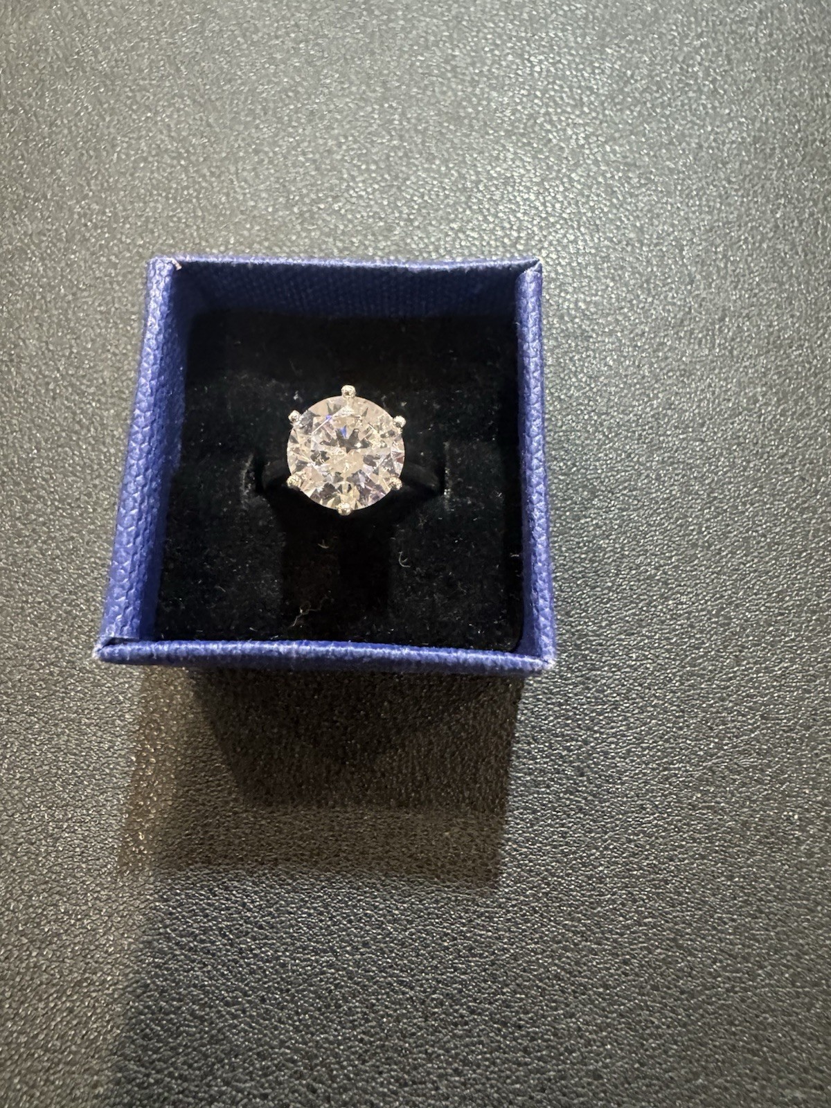 Sterling large round-cut solitaire moissanite eng… - image 1