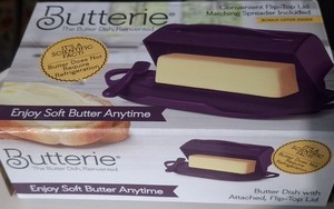 NEW Butterie Convenient Flip-Top Purple Butter Dish