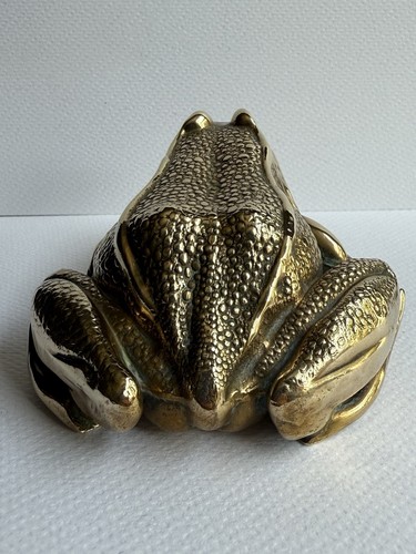 VINTAGE BRASS FROG TOAD FIGURINE. HIGH DETAIL - Picture 5 of 9