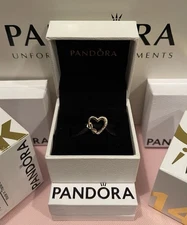 Auth Pandora 14k Gold "Love You Mom Infinity Heart Charm/Bead NEW 759515C00 $375