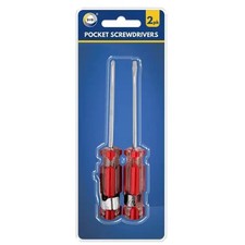 New 2pc Pocket Clip Screwdriver Set Mini Small - Star head and Flat head Diy Use