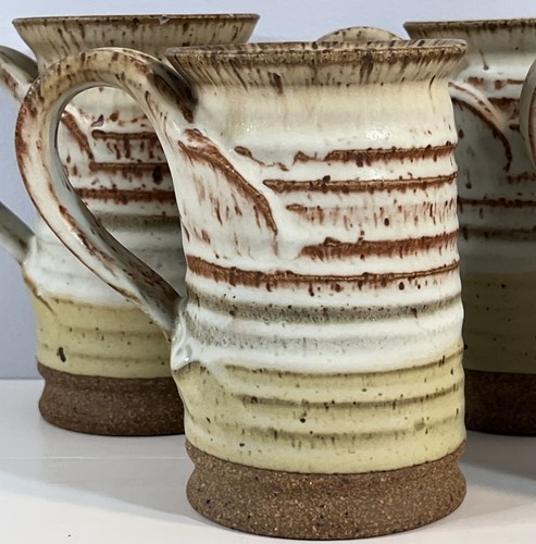 4er Set signierte THOMAS REECE Art Studio Keramik Steinzeug Tassen Kaffeetasse - Bild 3 von 10