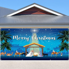 Christmas Nativity Garage Door Banner Cover 7X16Ft Nativity Scene Outdoor Large