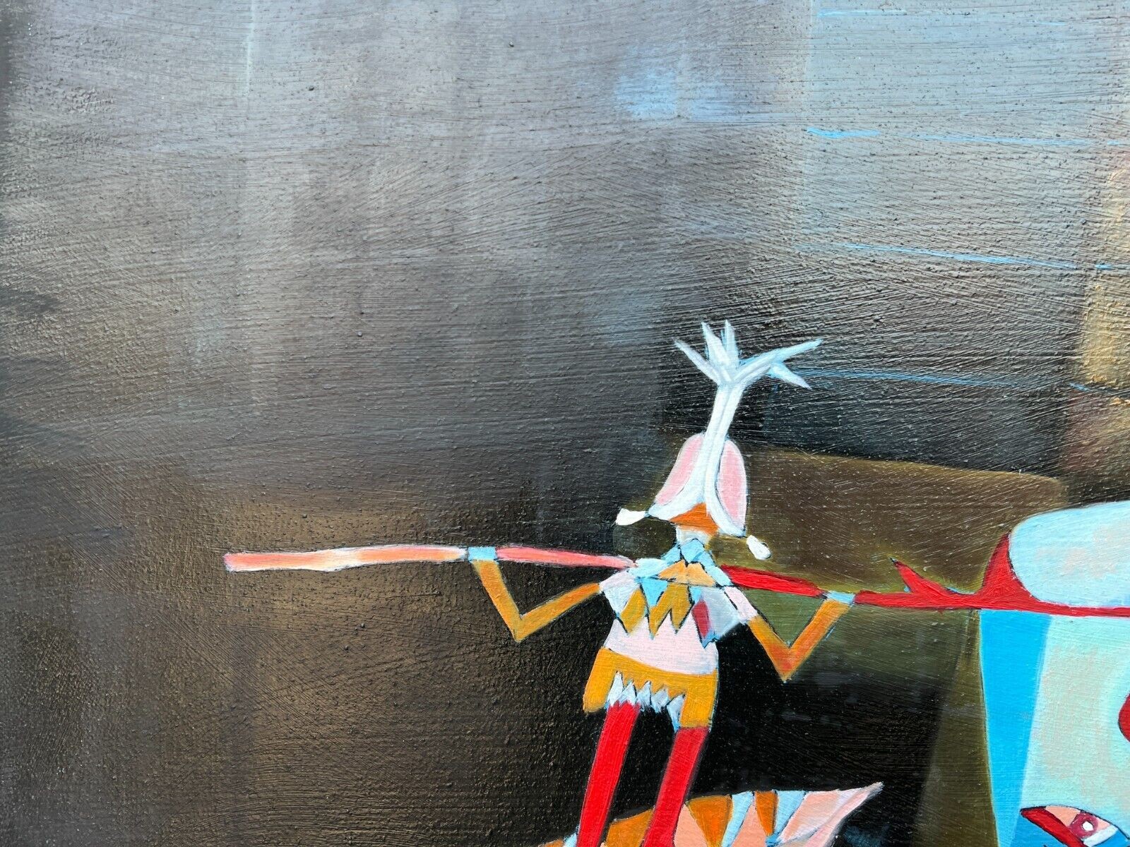 Fine unique painting – Expressive portrait, signed Paul Klee, large 20 X 28 IN