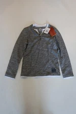 NWT Youth Boys Appaman Gray Scale Stripe Long Sleeve Layered Henley T-Shirt 10