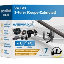 ANHÄNGERKUPPLUNG für VW Eos 06-15 abnehmbar GDW +13pol E-Satz Erich J