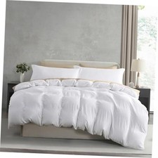 White Duvet Cover Queen Size - Queen 90" x 90" - Zipper Closure 01 - White